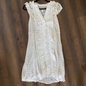 Anthropologie Meadow Rue Sun Dress Ivory Embroidered XS